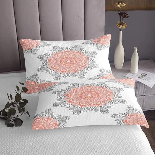 Vista 3 de Erosebridal Juego de colcha de mandala rosa tamaño individual para niñas y mujeres, juego de ropa de cama floral hippie juego de colcha estética