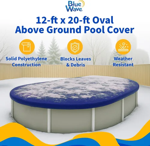 Vista 2 de Cubierta oval de invierno para piscina sobre suelo, Azul Royal