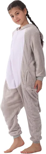 Vista 7 de WOYASIM Disfraz de franela para niños, disfraz de Halloween, Pascua, animales, cosplay para niñas y niños, una pieza