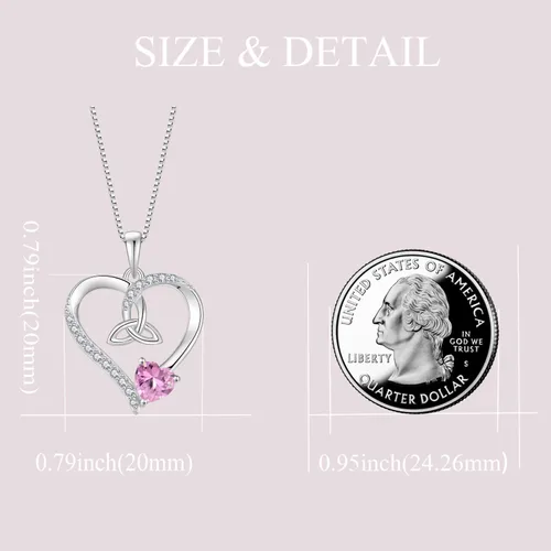 Vista 21 de Collar de corazón con nudo celta de plata de ley 925, collar con colgante para mujer, joyería de piedra natal