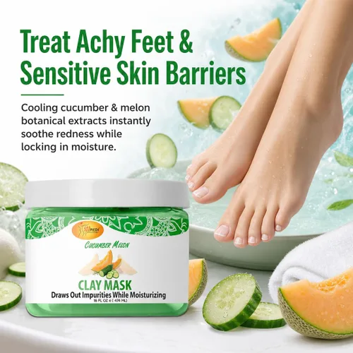 Vista 5 de SPA REDI Máscara híbrida de arcilla para pies – Exfoliación de callos y pedicura desintoxicante para pies ásperos y secos Bentonita, piedra pómez