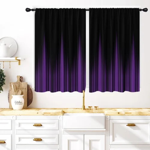 Vista 18 de Coxila Cortinas 100% opacas en negro y beige de 42 x 63 pulgadas, cortinas góticas degradadas con aislamiento térmico para dormitorio