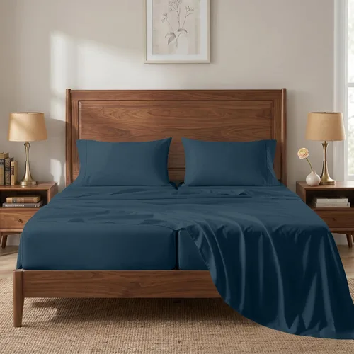 Vista 46 de LANE LINEN Sábanas de cama individual – 450TC algodón peinado de fibra larga de alta calidad, color blanco Soft & Breathable Twin Sheet &
