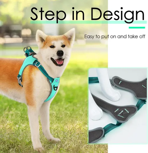 Vista 2 de ThinkPet Arnés sin tirones, a prueba de escape, chaleco reflectante para perro, ajustable, transpirable, arnés halter con clip trasero/frontal