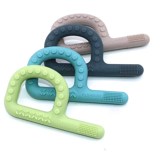 Vista 2 de Juguetes sensoriales para niños, bebés y niños pequeños, paquete de 4, juguetes de dentición en forma de P para 3-6, 6-12 meses, estimulación motora
