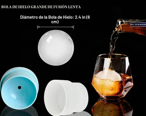 Vista 2 de Molde para hacer bolas de hielo DAPOWER - Juego de 4, molde redondo para cubitos de hielo, cubitos de hielo esféricos de 2.4 pulgadas para whisky