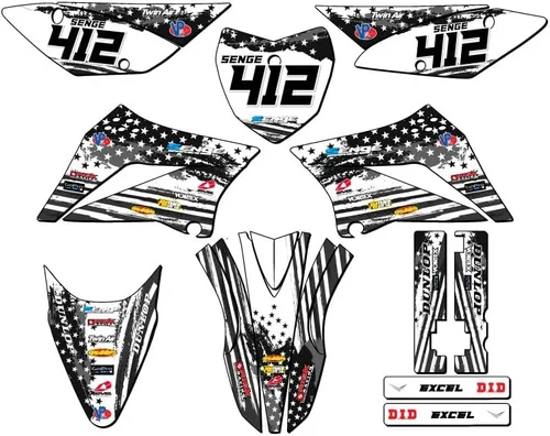 Vista 7 de Kit de base gráfica KLX 110 Merica Grey Senge 2010-2025 compatible con Kawasaki