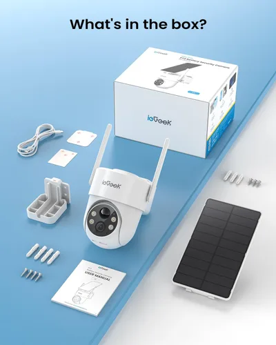 Vista 8 de ieGeek 2K Security Cameras Wireless Outdoor, 360°PTZ Solar Outdoor Camera