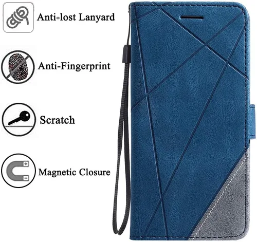 Vista 7 de Funda compatible con iPhone XR y protector de pantalla de vidrio templado, funda de cuero con tapa para tarjeta de crédito, fundas para teléfono
