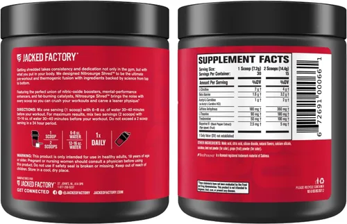 Vista 10 de Jacked Factory - Nitrosurge Shred, suplemento preentrenamiento - Potenciador de energía, aumento de fuerza, concentración, bombeo potente