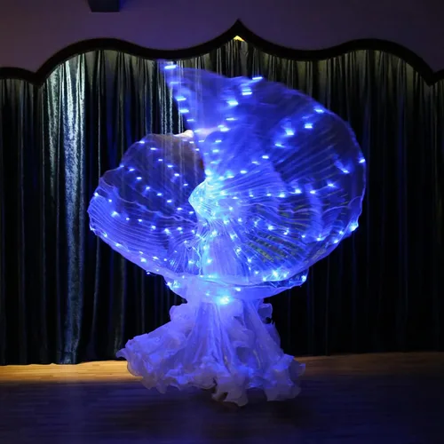 Vista 6 de Ragyzity - Alas LED de Isis que se iluminan, alas brillantes y luminosas para disfraces de danza del vientre, alas de mariposa LED para Halloween