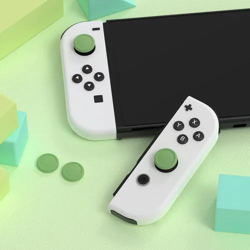 Vista 3 de eXtremeRate PlayVital Switch Joystick Caps, Switch Lite Thumbstick Caps, Silicone Analog Cover for OLED Joycon Thumb Grips - Matcha Green