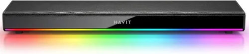 Vista 9 de havit Altavoces de computadora para PC de escritorio, barra de sonido Bluetooth de 5.3 piezas con luz LED dinámica, estéreo de alta fidelidad