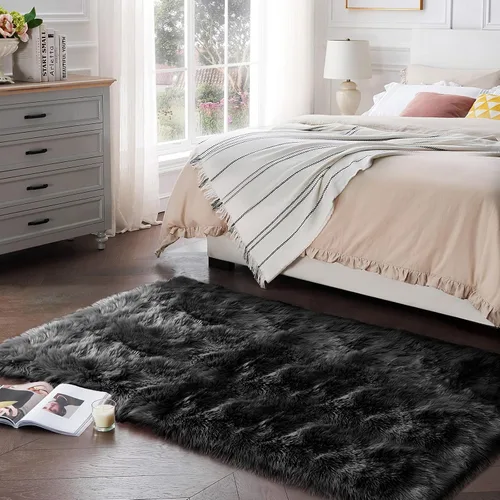 Vista 47 de Ciicool Alfombras de Piel de Oveja Sintética Suaves Alfombra de Piel Sintética Suave Beige Alfombra Esponjosa Funda para Silla y Sofá Alfombra