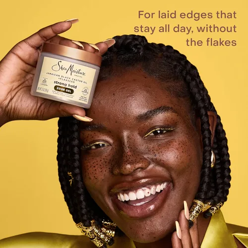 Vista 3 de SheaMoisture - Gel de sujeción fuerte con control de bordes y aceite de ricino negro jamaicano que mantiene los bordes en su lugar, sin escamas