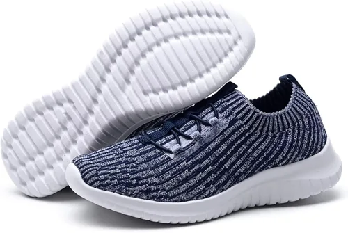 Vista 6 de ECHOINE Tenis deportivos para caminar para mujer, ligeros, informales, de punto, sin cordones