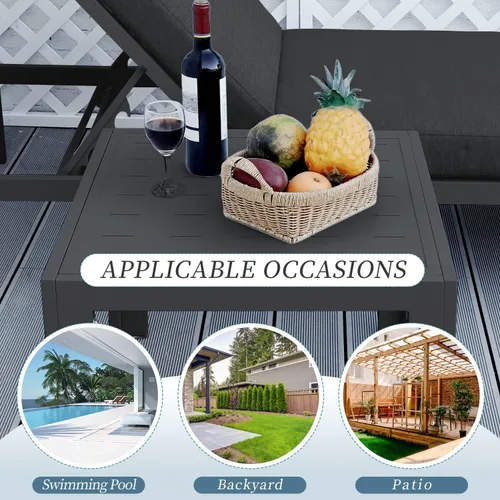 Vista 5 de NICESOUL® Mesas auxiliares de aluminio, 2 piezas, mesas de té grises para patio al aire libre, porche, muebles de patio trasero, piezas en pares