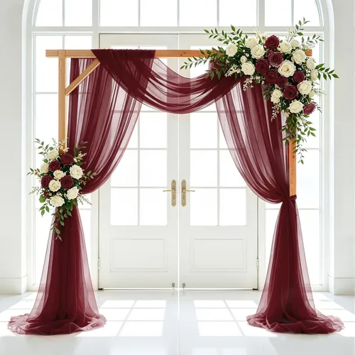 Vista 10 de FUHSY Tela drapeada para arco de boda de 29 x 20 pies, 1 panel negro para arco de boda, cortinas transparentes para telón de fondo, cortinas de tela