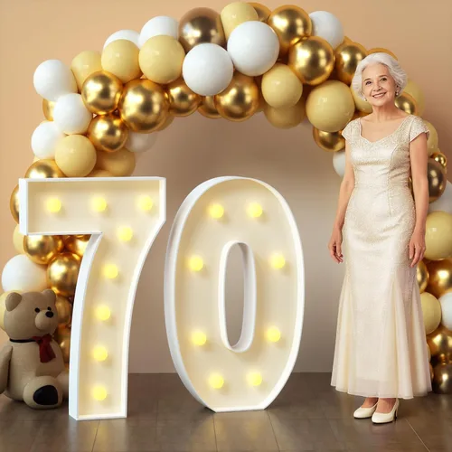 Vista 63 de imprsv Letras con luz para marquesina, letras de mosaico de 3 pies de alto con luz para decoración de baby shower, graduación, grandes