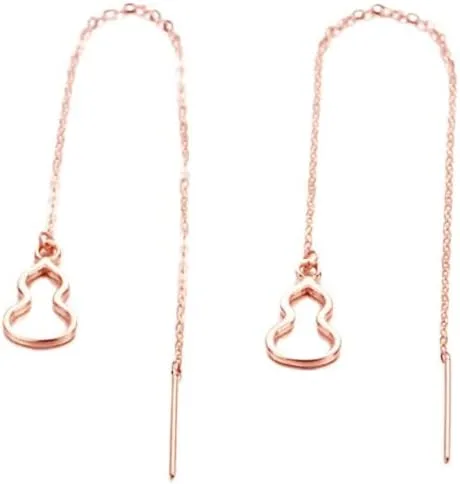 Vista 6 de SAGEKING 2024 New 585 Purple Gold Plated 14K Rose Gold Gourd Earrings For Women Long Ear Line Classic Fashion Concise Party Jewelry Gifts Fashion