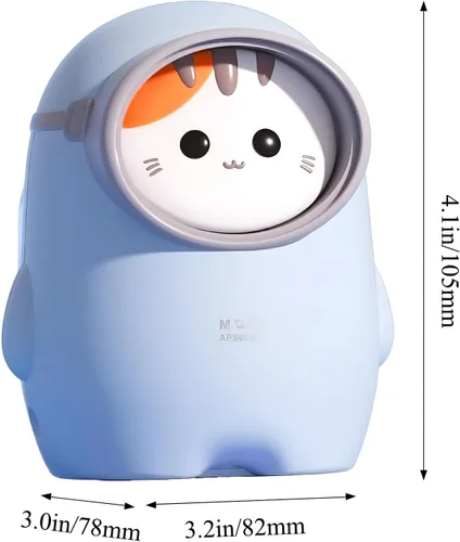 Vista 8 de M&G Sacapuntas eléctrico, sacapuntas portátil con bonito diseño de gato, con batería/USB de doble alimentación para lápices, niños, estudiantes