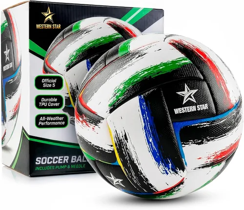 Vista 20 de Western Star Balón de fútbol Helix- Tamaño 3 4 5 – Pelotas de fútbol oficiales de grado de partido – Diseño atractivo y duradero