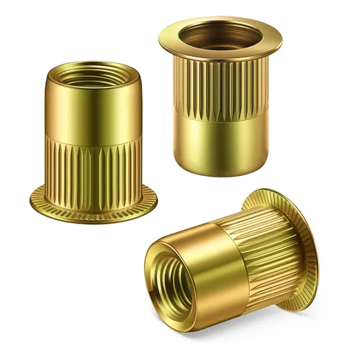 Vista 9 de Tuerca de remache de 1/2 "-13UNC de acero inoxidable 304 cabeza plana remache roscado inserto Nutsert tuerca remache, cuerpo moleteado