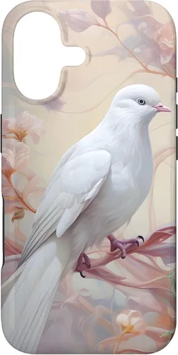 Vista 32 de Funda para iPhone 12 Pro Max Dove of Peace White Dove Pink Floral