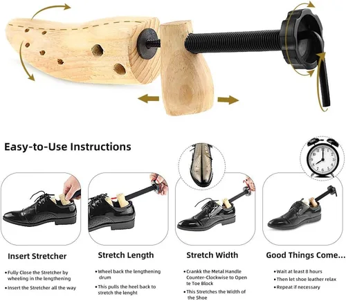 Vista 5 de Ensanchador de zapatos ajustable de madera para hombres y mujeres 1 unidad