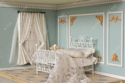Vista 5 de iLAND Muebles de Casa de Muñecas Victorianos a Escala 1:12, Set de Cama de Casa de Muñecas 5 piezas
