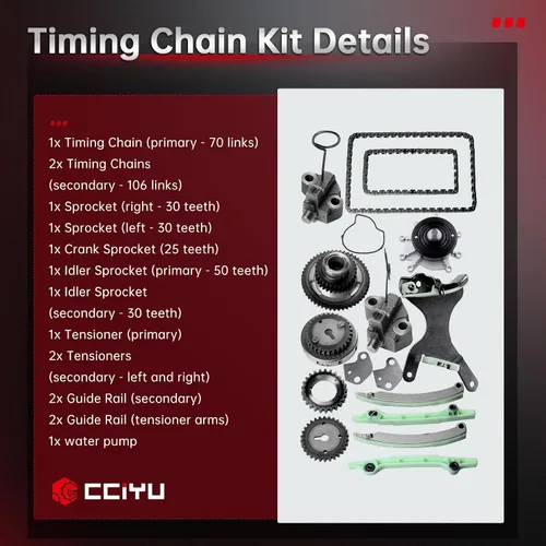 Vista 5 de cciyu Kit de cadena de distribución para Dodge para Jeep 4.7L 8Cyl V8 SOHC Juego de cadena de distribución automotriz de repuesto para Commander