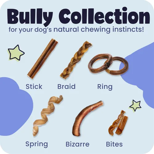 Vista 4 de Pawstruck Bully Sticks trenzados 100% naturales de 5 pulgadas, bolsa de 1 libra, masticables para perros de un solo ingrediente sin cuero crudo
