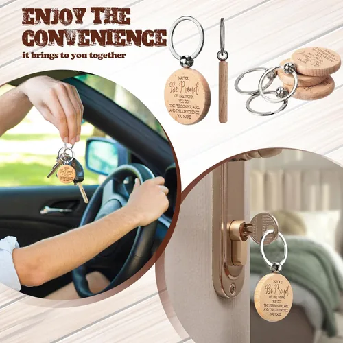 Vista 5 de Henoyso 60 llaveros de madera con texto en inglés "Thank You for Being" (Gracias por ser impresionante) motivadores motivacionales para mujeres