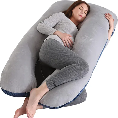 Vista 18 de Amagoing - Almohada de embarazo refrescante para dormir, almohada de maternidad en forma de U de cuerpo completo para mujeres con dolor de cadera