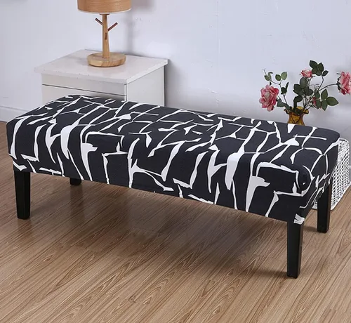 Vista 4 de HAPPYDOG Funda de banco de comedor con estampado de elastano elástico, funda tapizada extraíble antipolvo, lavable, protector de asiento para sala