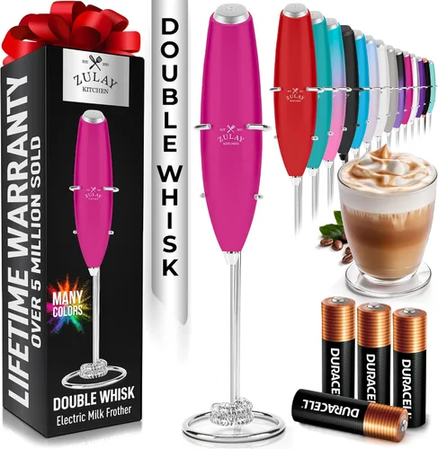 Vista 75 de Zulay Kitchen Potente varita espumadora de leche con 2 baterías Duracell – Mezclador de bebidas portátil ultrarrápido – Máquina de espuma eléctrica