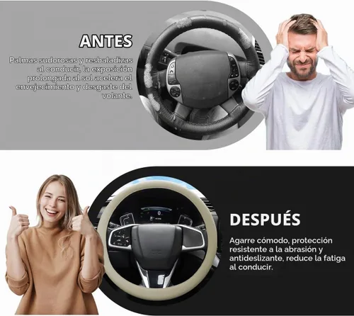 Vista 5 de Funda para volante de coche, de 13 a 14 pulgadas, protector de volante de silicona suave antideslizante, funda elástica extensible para volante que