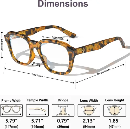 Vista 3 de VISOONE Oversized Cute Chunky Square Computer Glasses for Women Men BENNETT Blocking 99% Harmful Blue Light Anti Glare TR90 Lightweight Clear
