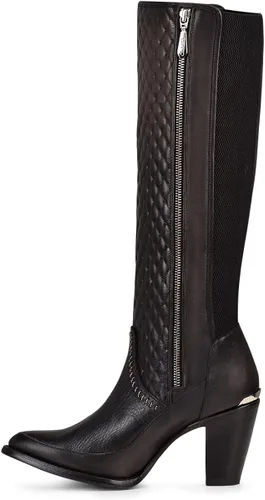 Vista 4 de CUADRA Botas altas para mujer en piel bovina con cremallera, color negro