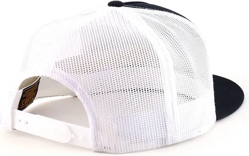 Vista 3 de Trendy Apparel Shop Flexfit - Gorra de malla con cierre de cremallera a presión de 5 paneles en blanco