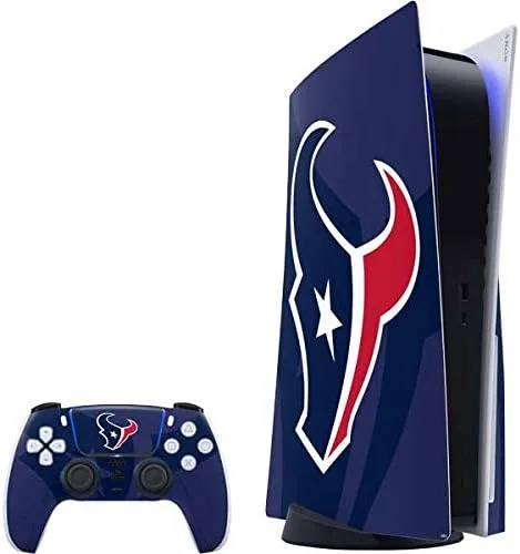 Vista 9 de Skinit Calcomanía para juegos compatible con PS5 Bundle – Diseño oficial de NFL Houston Texans en blanco y negro