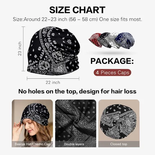 Vista 2 de Pañuelos de algodón para la cara para deportes, diadema, cuello, polaina, quimio, gorro para pérdida de cabello, gorro de noche