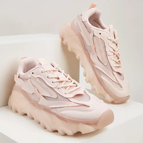 Vista 9 de LUCKY STEP Zapatillas de deporte de moda de punto para caminar para mujer Platfom Zapatos al aire libre