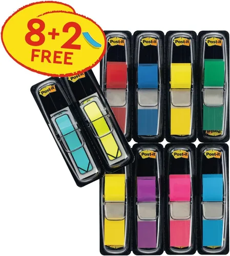 Vista 2 de Post-it Banderas pequeñas de índice, paquete económico, paquete de 8 blocs + 2 flechas gratis, 328 banderas por bloc, 0.469 in x 1.701 in, amarillo