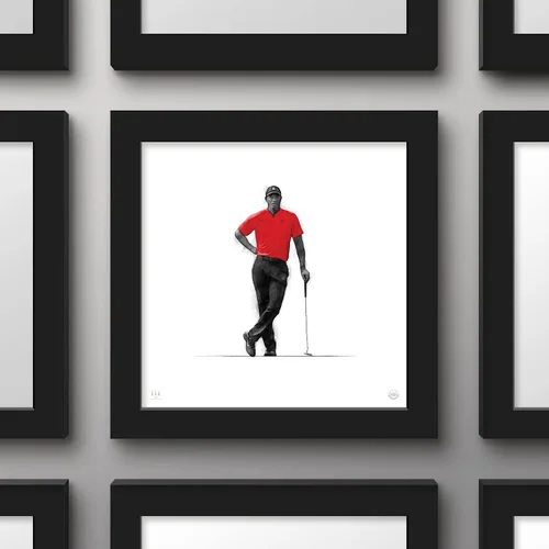 Vista 2 de Gallery Pops Tiger Woods - Arte de pared con enfoque, versión enmarcada negra, 12 x 12 pulgadas