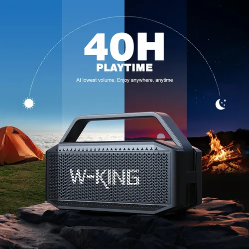Vista 6 de W-KING Altavoz Bluetooth, 80 W PICO IPX6 impermeable altavoz Bluetooth portátil inalámbrico con 2 controladores de rango completo/graves ricos, 2