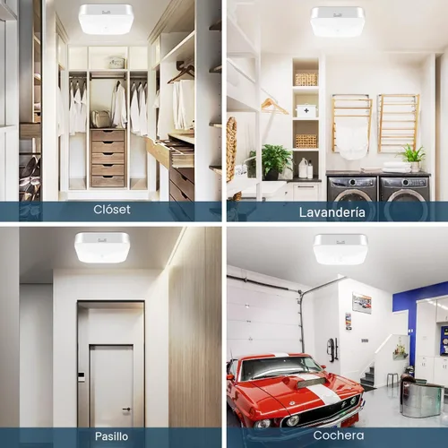 Vista 5 de Luz de techo recargable con sensor de movimiento WhitePoplar para interiores con control remoto, luz recargable con sensor de movimiento inalámbrica