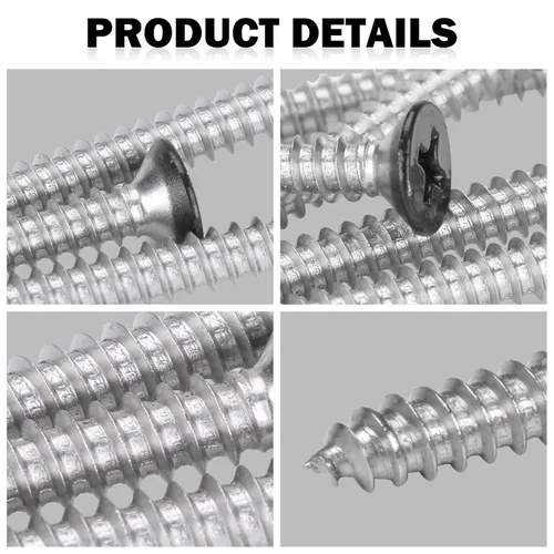 Vista 3 de QISHENG Black Head - 100 tornillos Phillips de acero inoxidable #4 x 1 (1 pulgada) para madera, acero inoxidable 18-8 A2 (304)