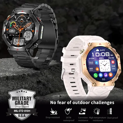 Vista 2 de [Usado] SW8 (negro) 1.39 pulgadas elegante reloj inteligente para hombres, llamadas Bluetooth, asistente de voz AI, 107 modos deportivos, 3ATM