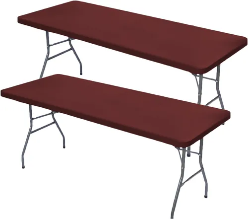 Vista 7 de Paquete de 2 manteles ajustables de elastano, manteles elásticos extraíbles negros para mesas rectangulares de 4 pies, mantel elástico lavable